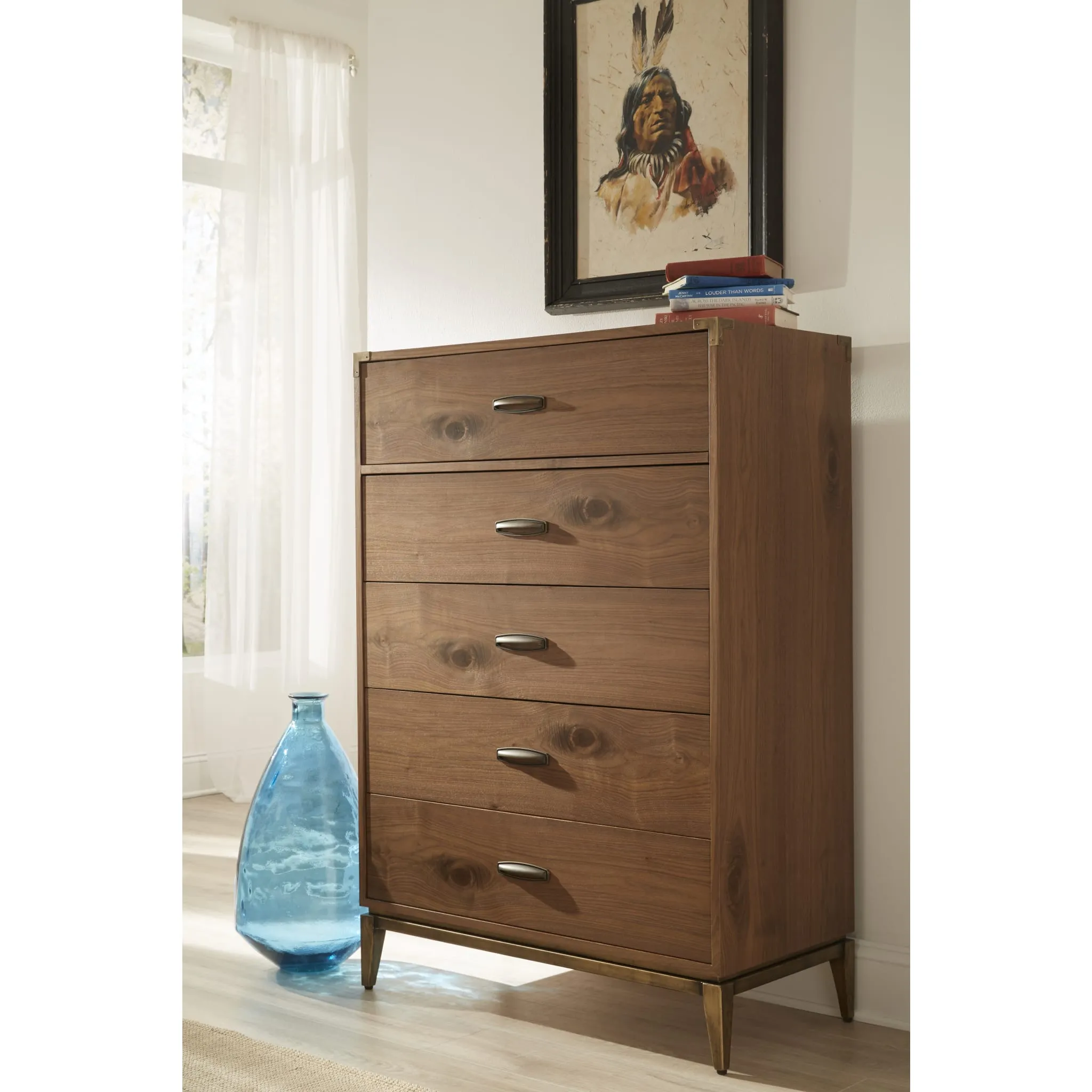Adler Five Drawer Chest in Natural Walnut (2024) Modus