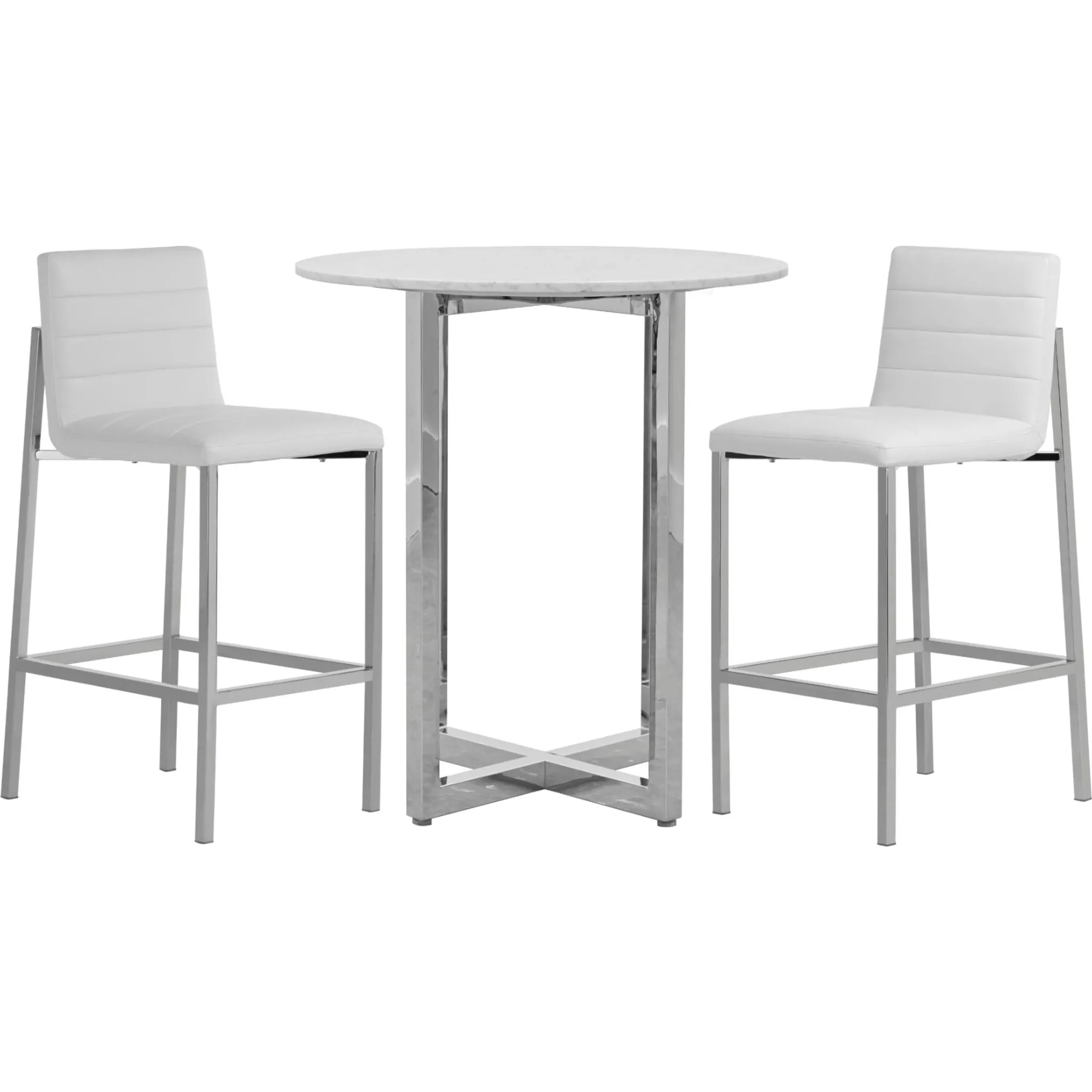 Amalfi Metal Back Bar Stool in White Leather Modus