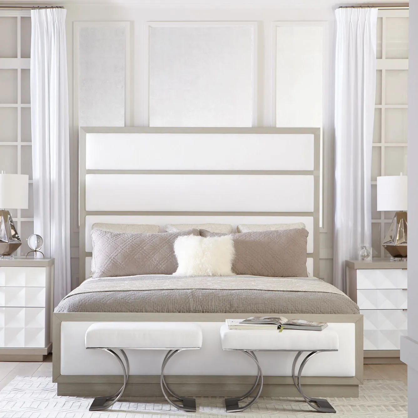 Axiom Upholstered Panel Bed with High Headboard
