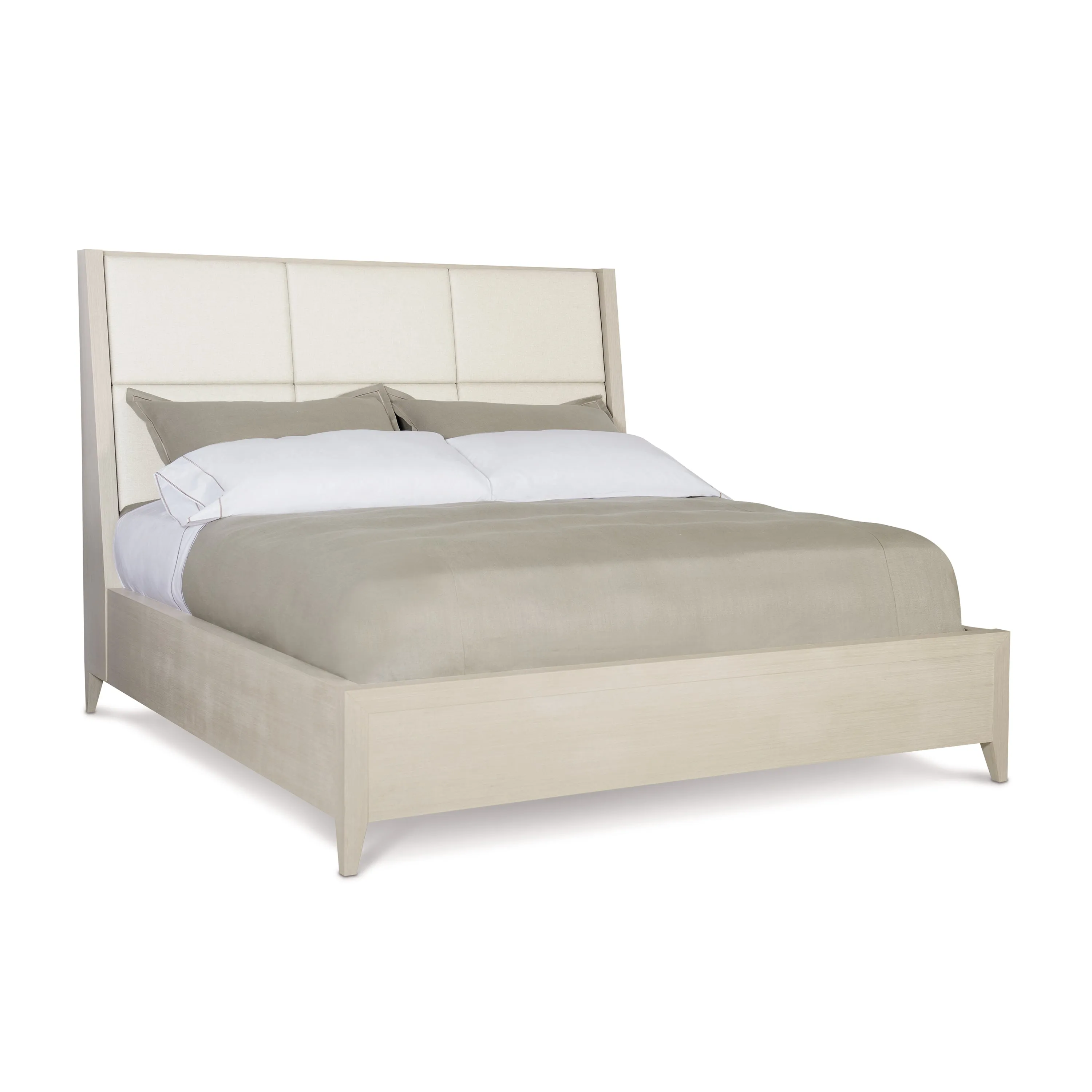 Axiom Upholstered Panel Bed with Wooden Footboard and Side Rails