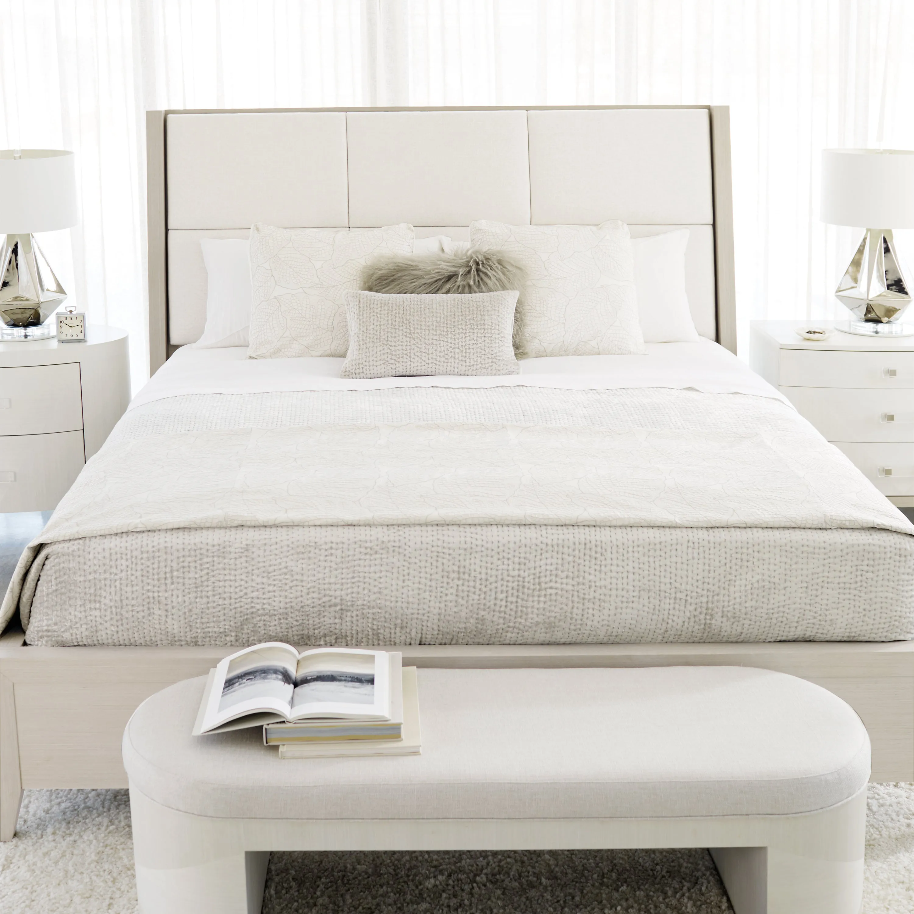 Axiom Upholstered Panel Bed with Wooden Footboard and Side Rails