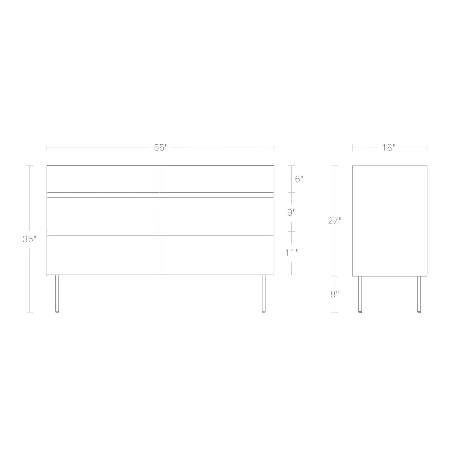 Clad 6 Drawer Dresser