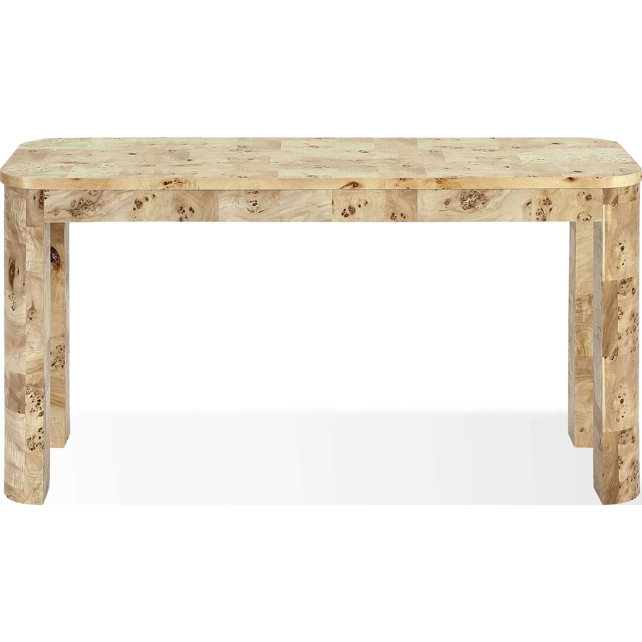 Cosmo Mappa Burl Console Table in Amber Kiss Modus