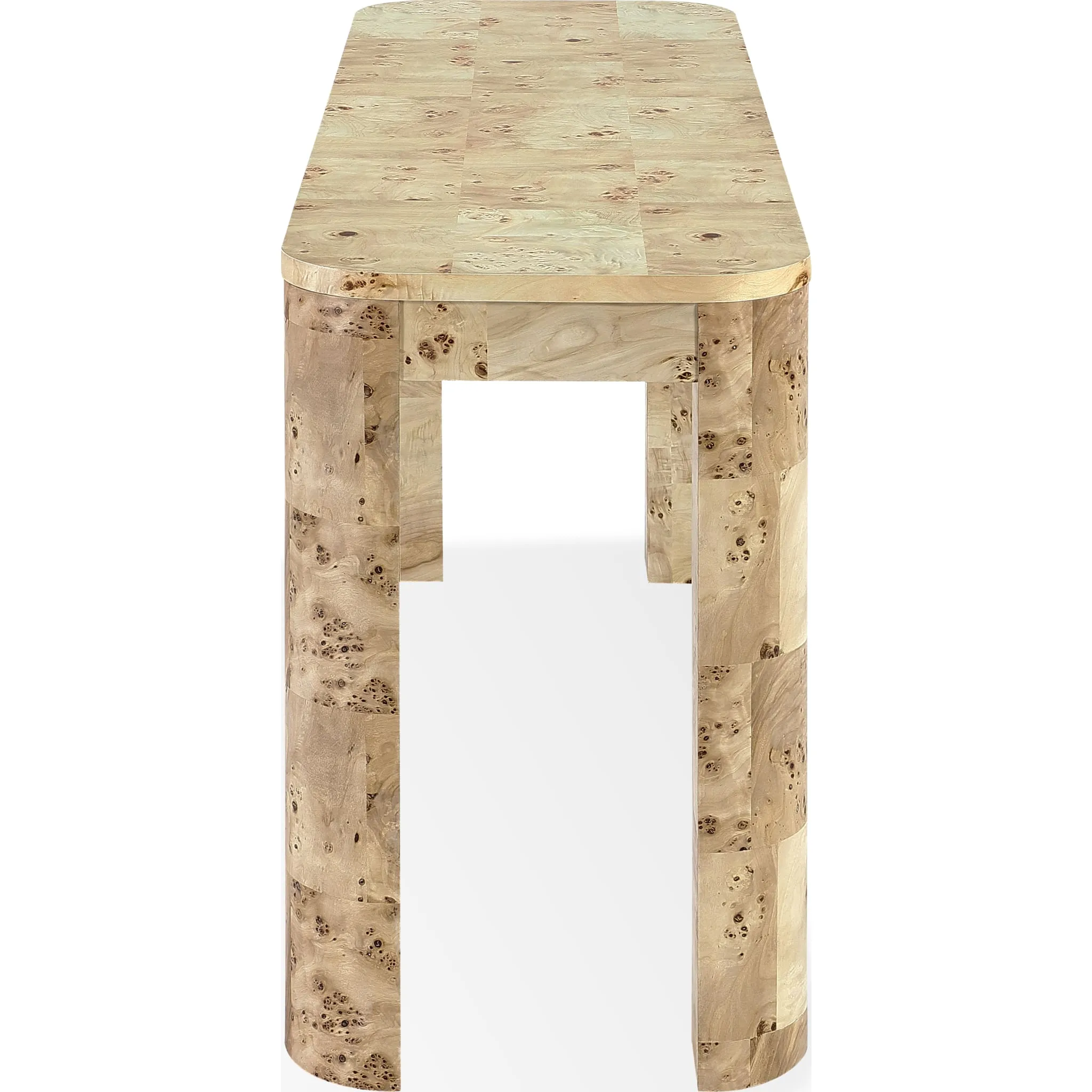 Cosmo Mappa Burl Console Table in Amber Kiss Modus