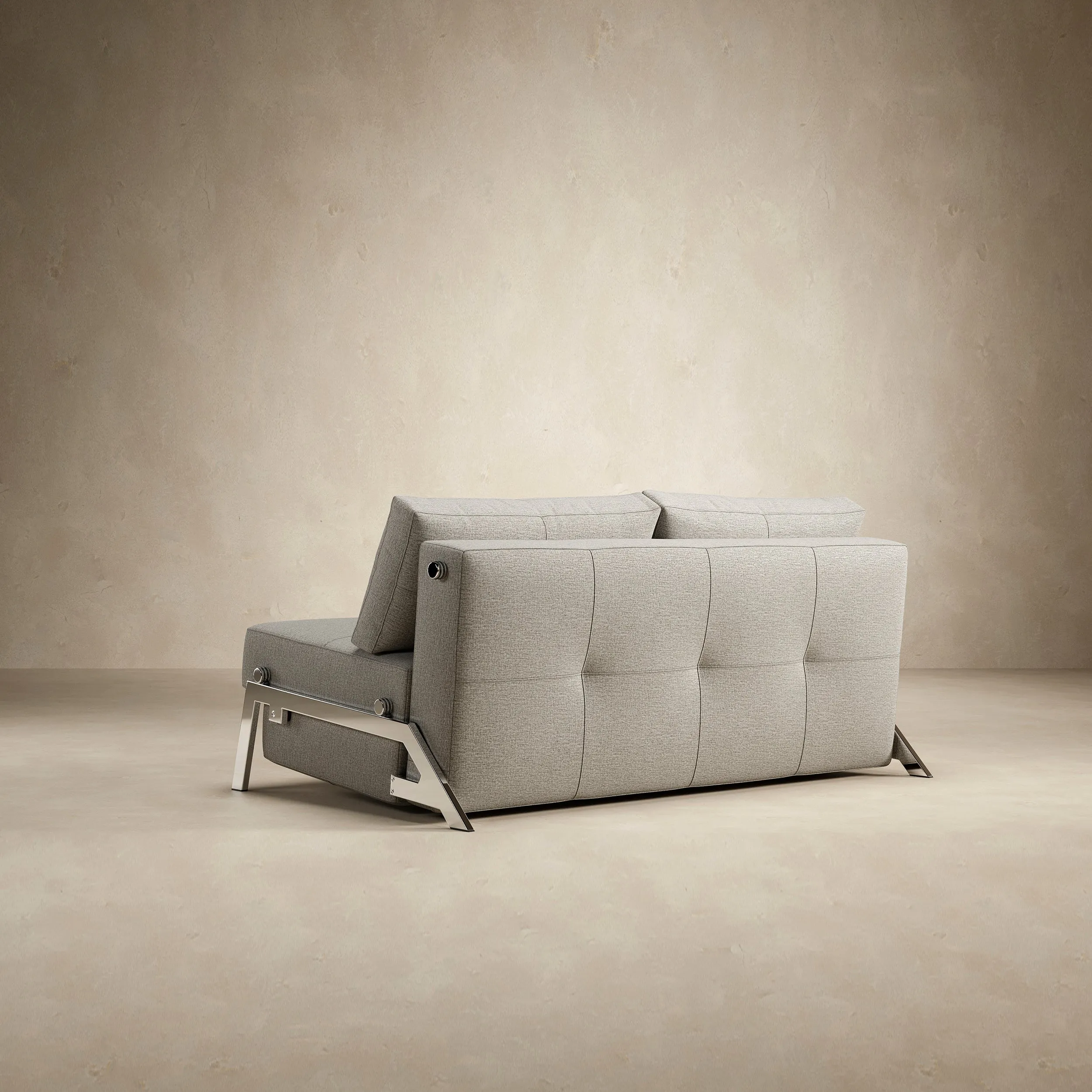 Cubed 2-Seater Armless Sofa Bed with Chrome Legs
