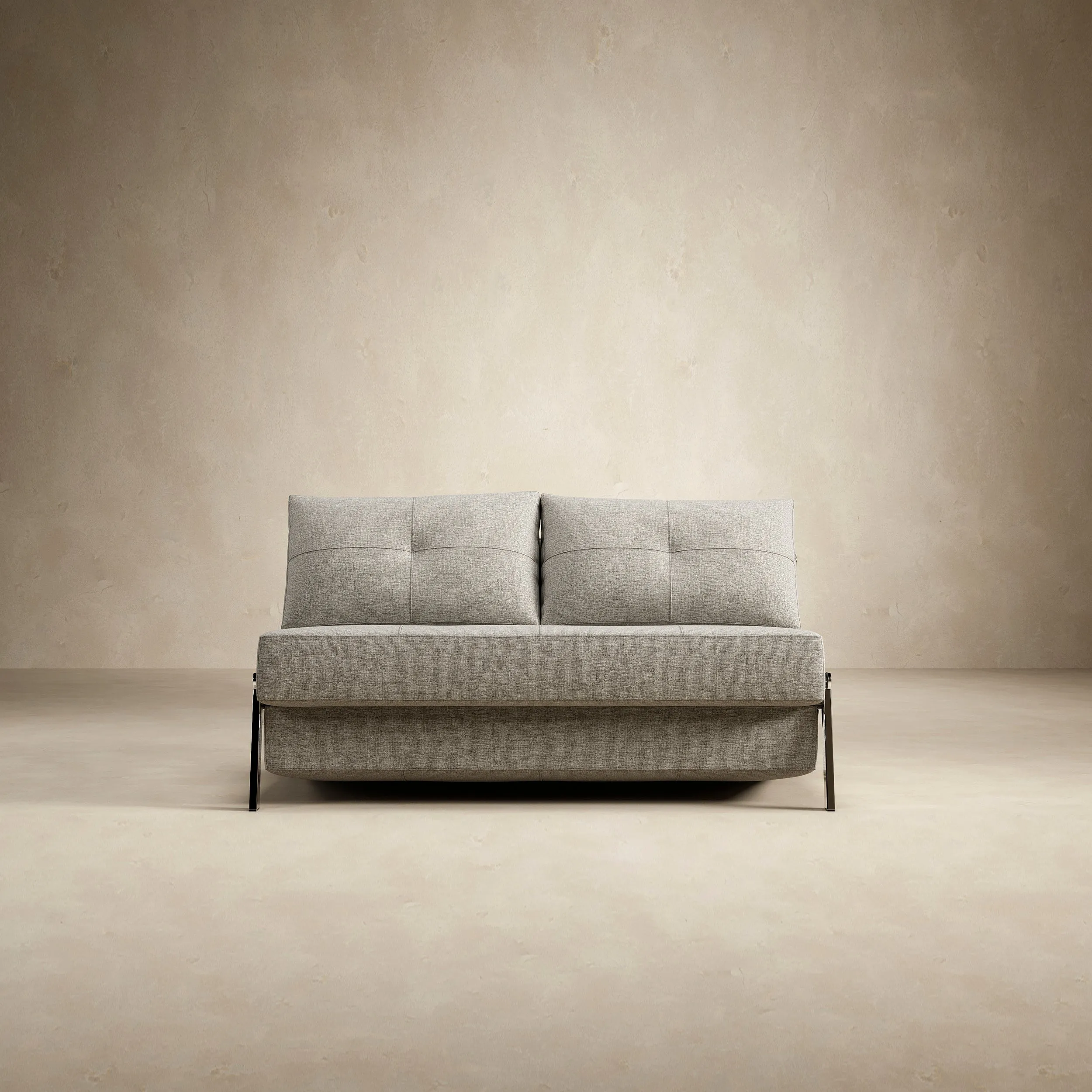 Cubed 2-Seater Armless Sofa Bed with Chrome Legs