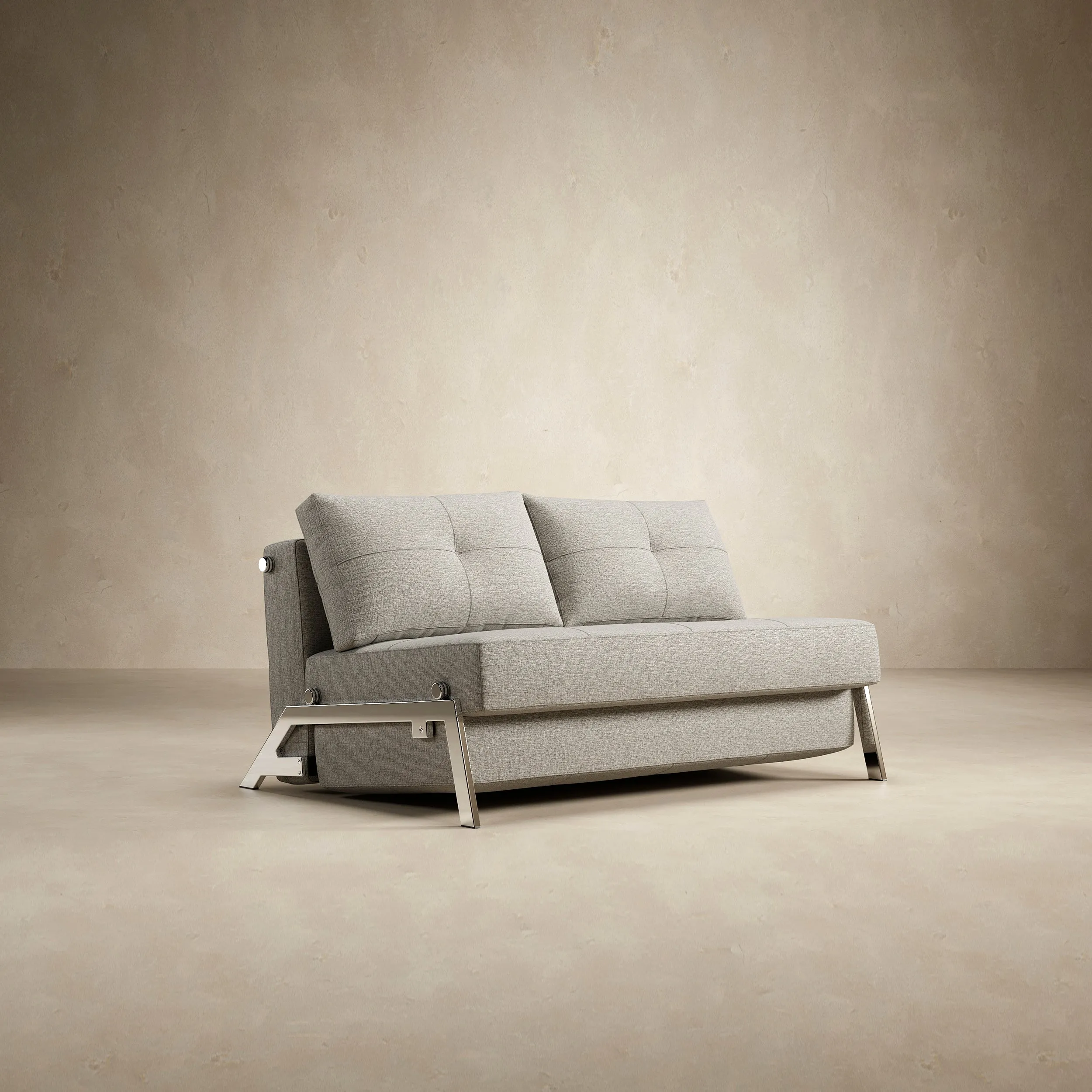 Cubed 2-Seater Armless Sofa Bed with Chrome Legs