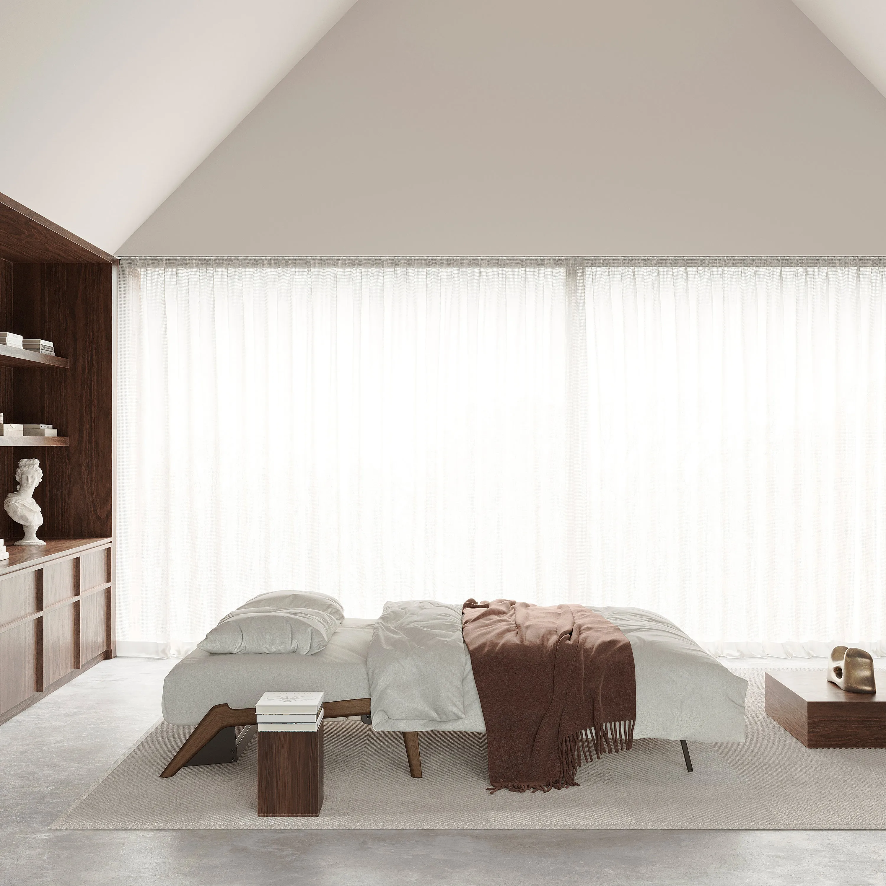 Cubed 2-Seater Armless Sofa Bed with Wood Legs