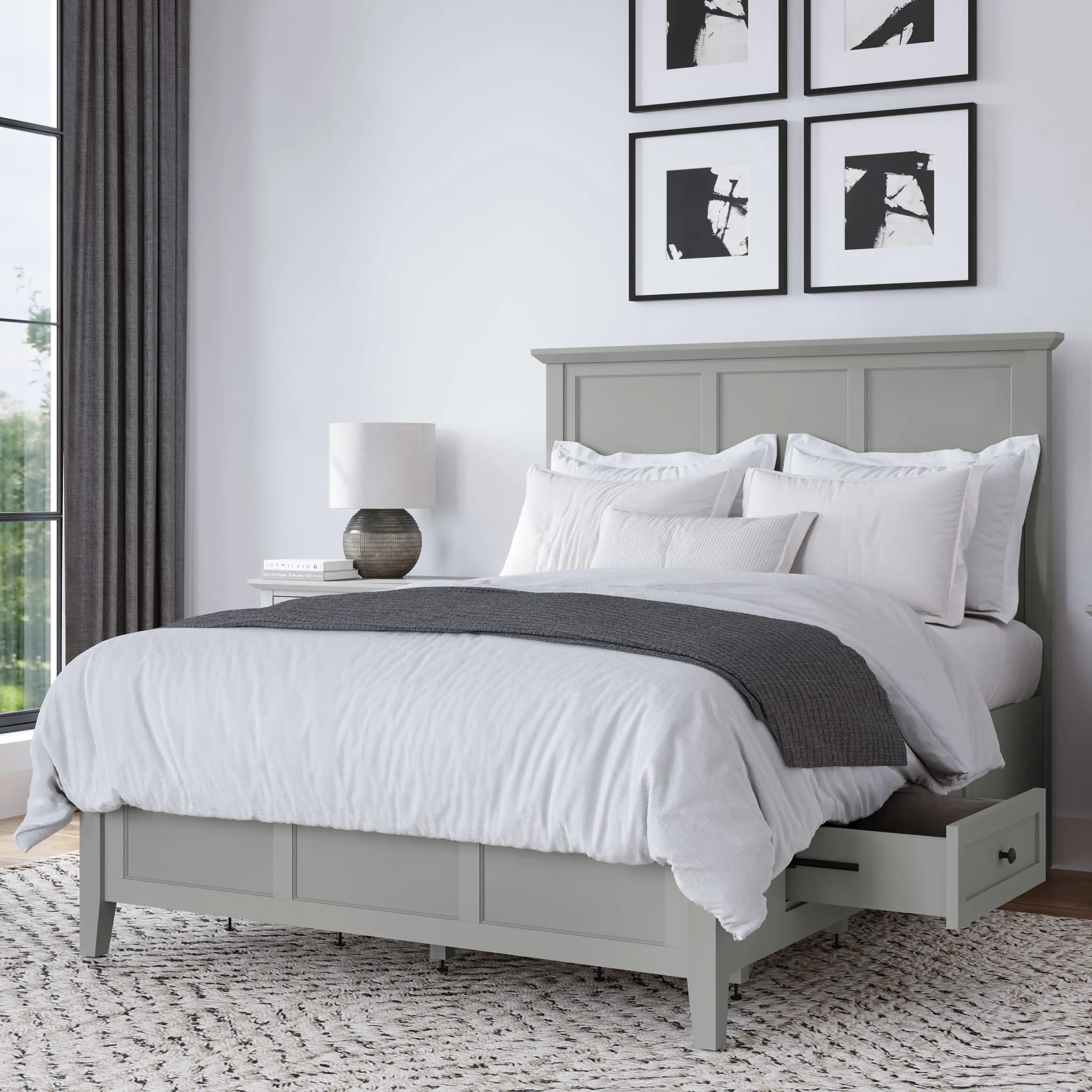 Grace Four Drawer Platform Storage Bed in Elephant Gray Modus