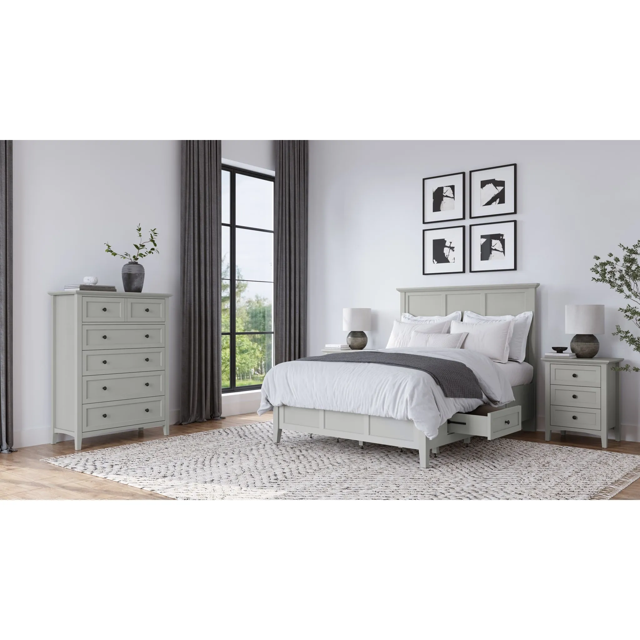 Grace Four Drawer Platform Storage Bed in Elephant Gray Modus