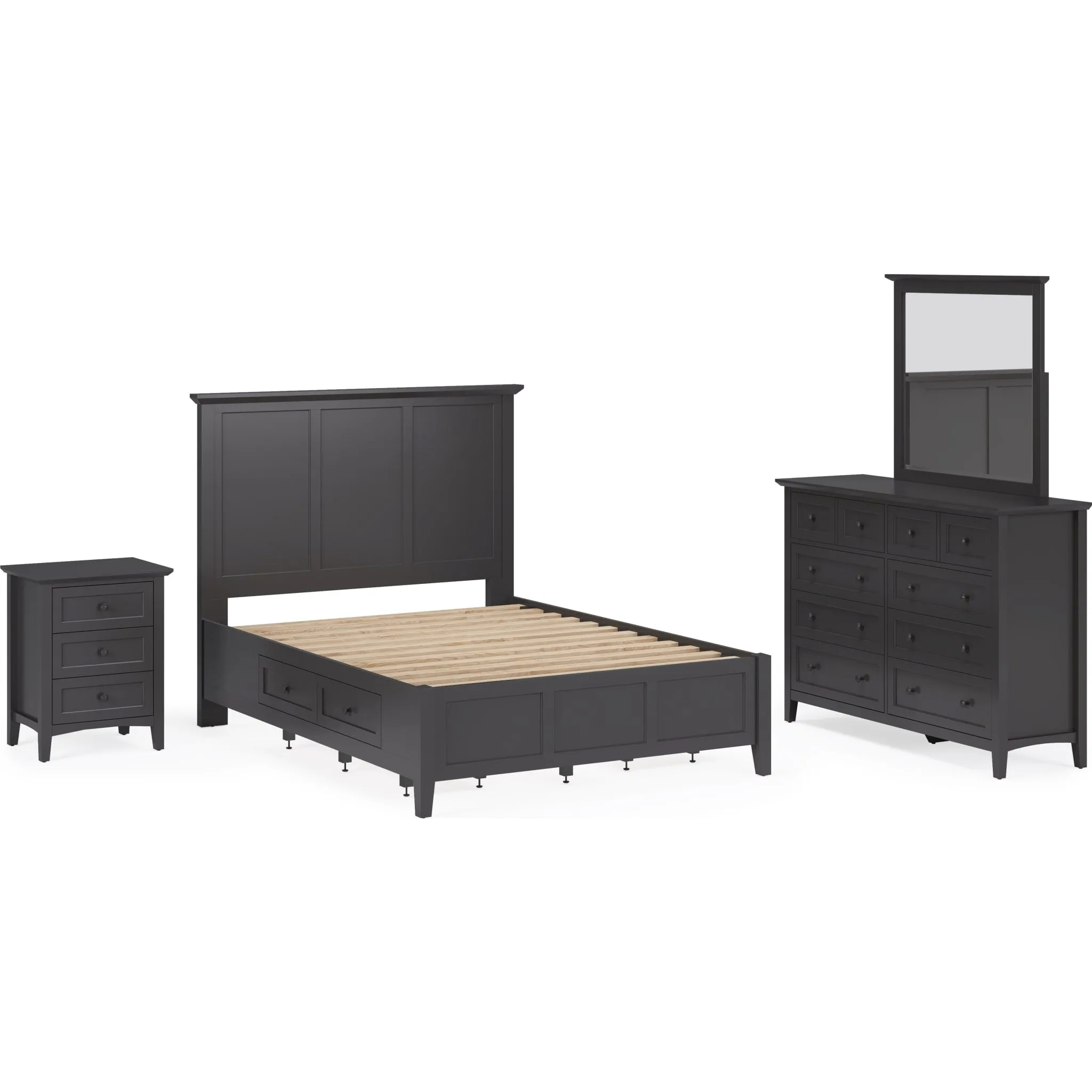 Grace Four Drawer Platform Storage Bed in Raven Black Modus