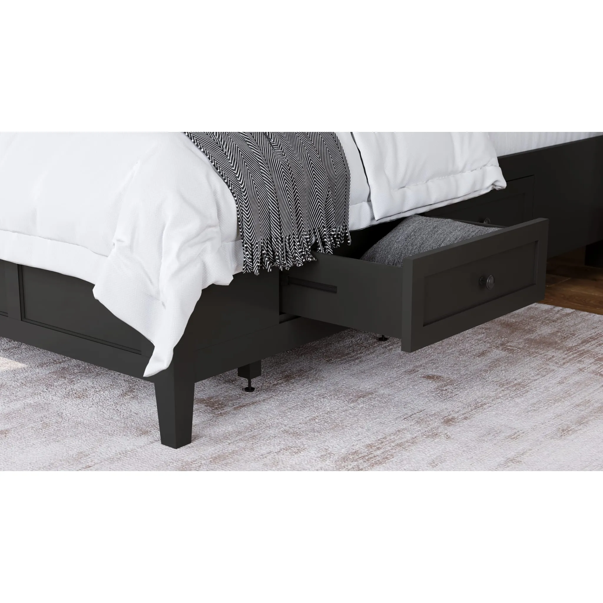Grace Four Drawer Platform Storage Bed in Raven Black Modus