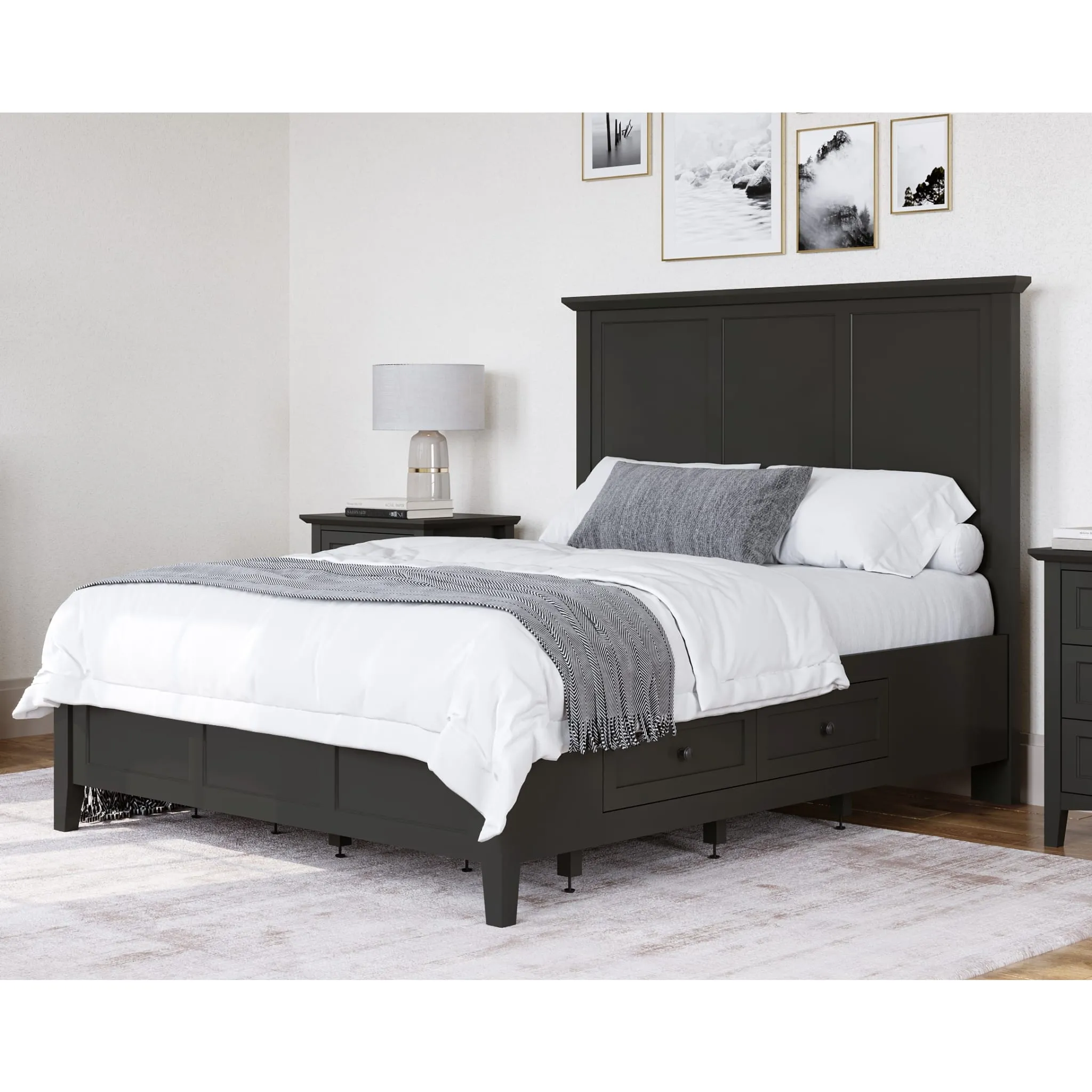 Grace Four Drawer Platform Storage Bed in Raven Black Modus