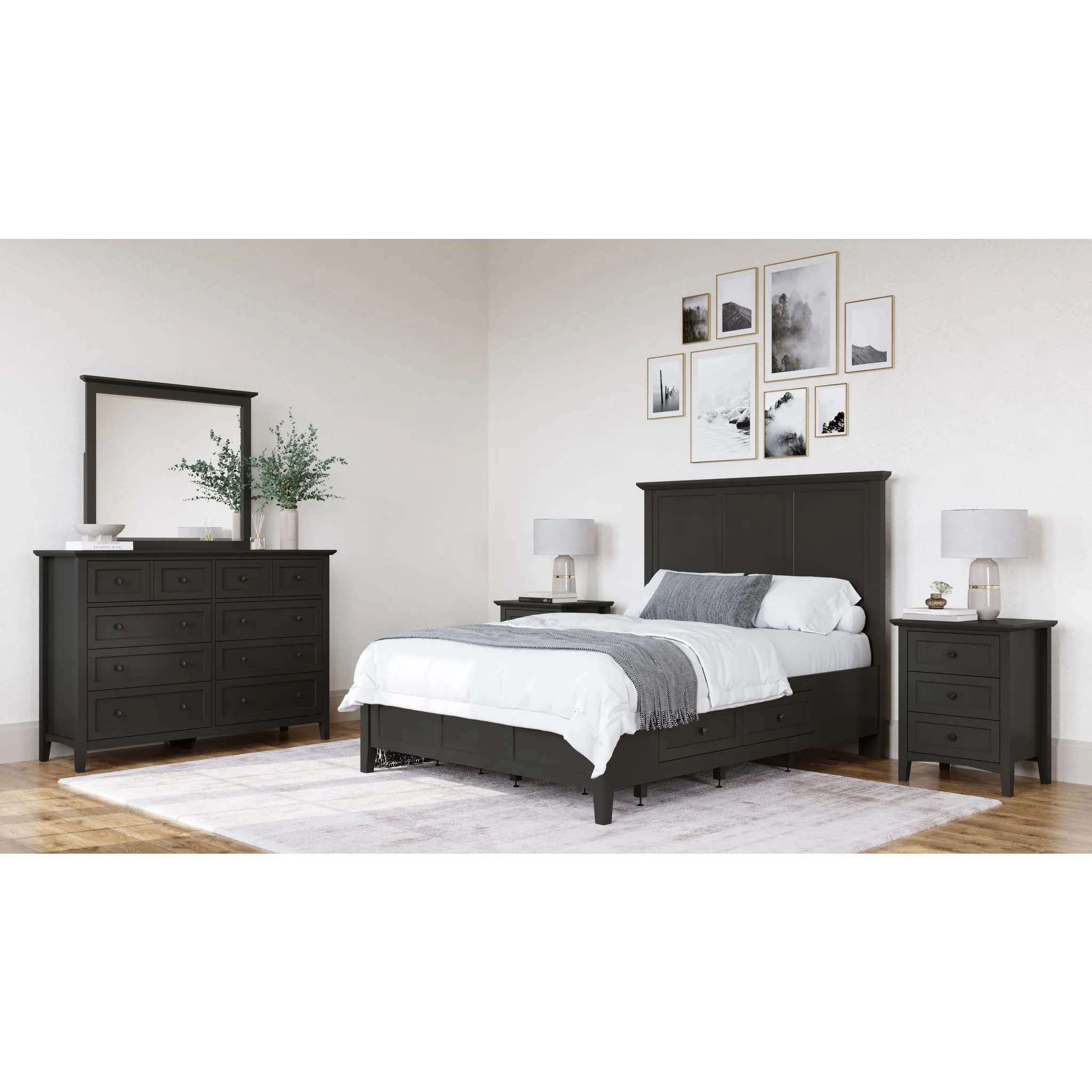 Grace Four Drawer Platform Storage Bed in Raven Black Modus
