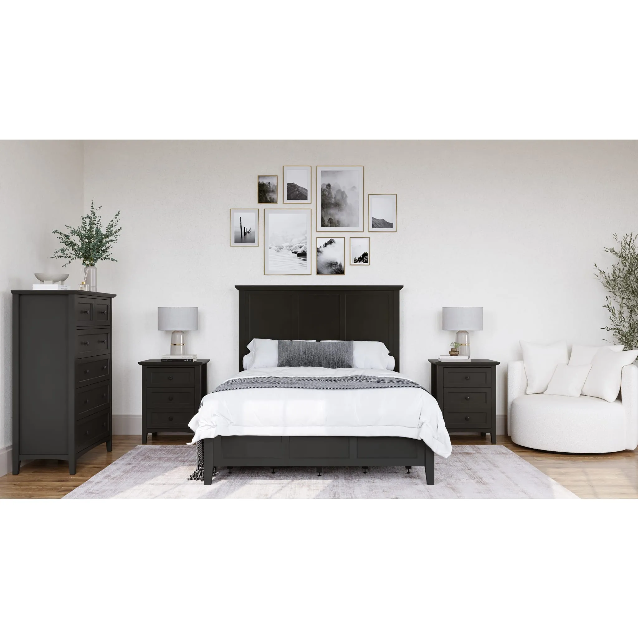 Grace Four Drawer Platform Storage Bed in Raven Black Modus