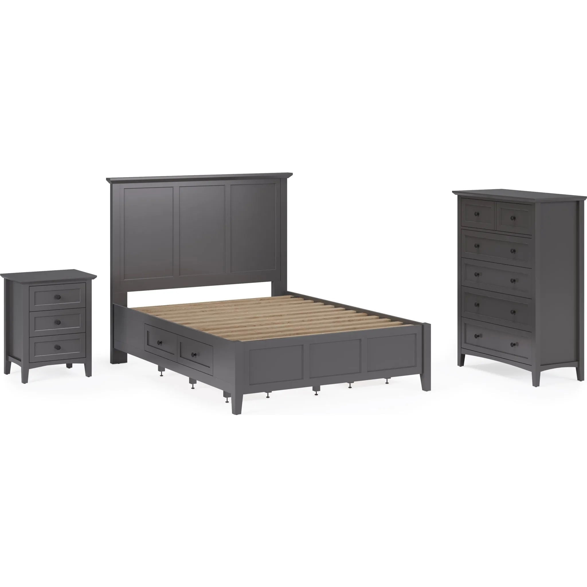 Grace Four Drawer Platform Storage Bed in Raven Black Modus
