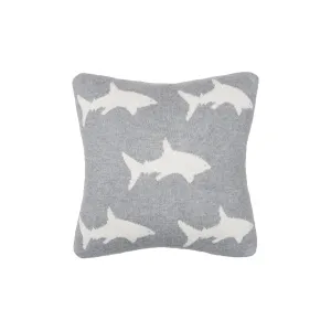 Grey Shark Pillow - 10" x 10"