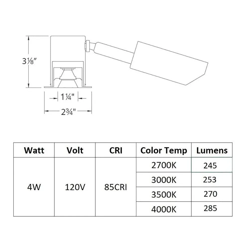 LEDme 1IN Miniature Square Recessed Downlight