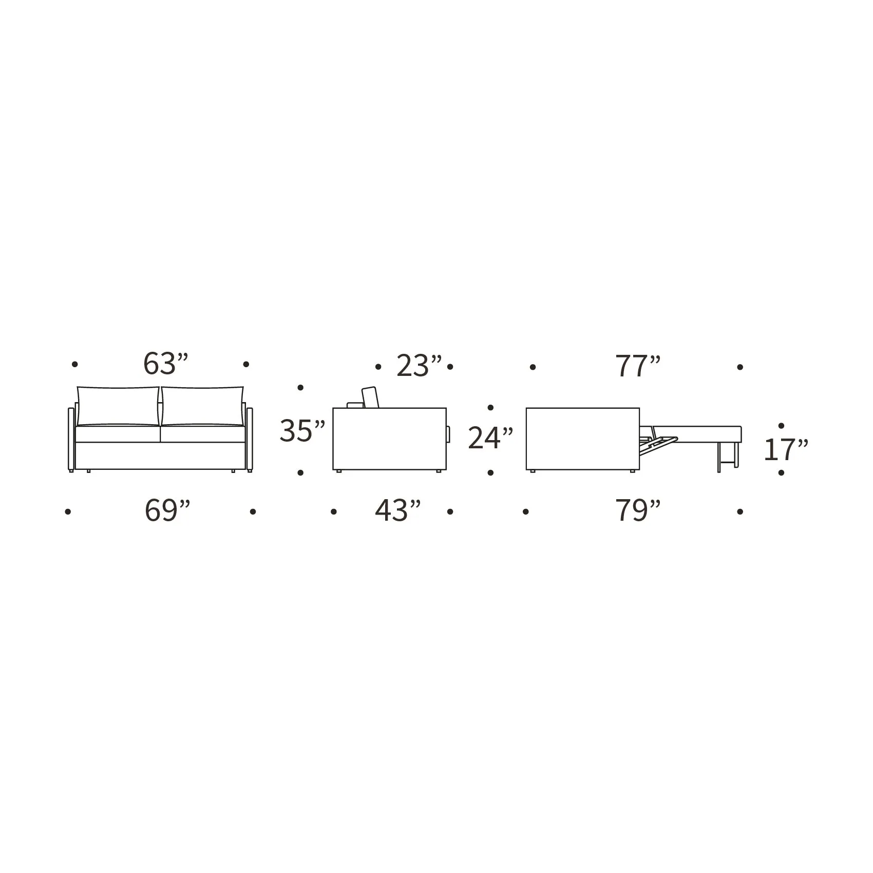 Neah Slim Arms Sofa Bed