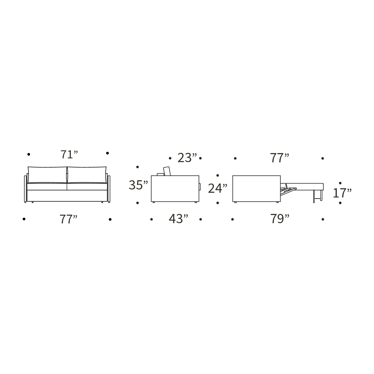 Neah Slim Arms Sofa Bed