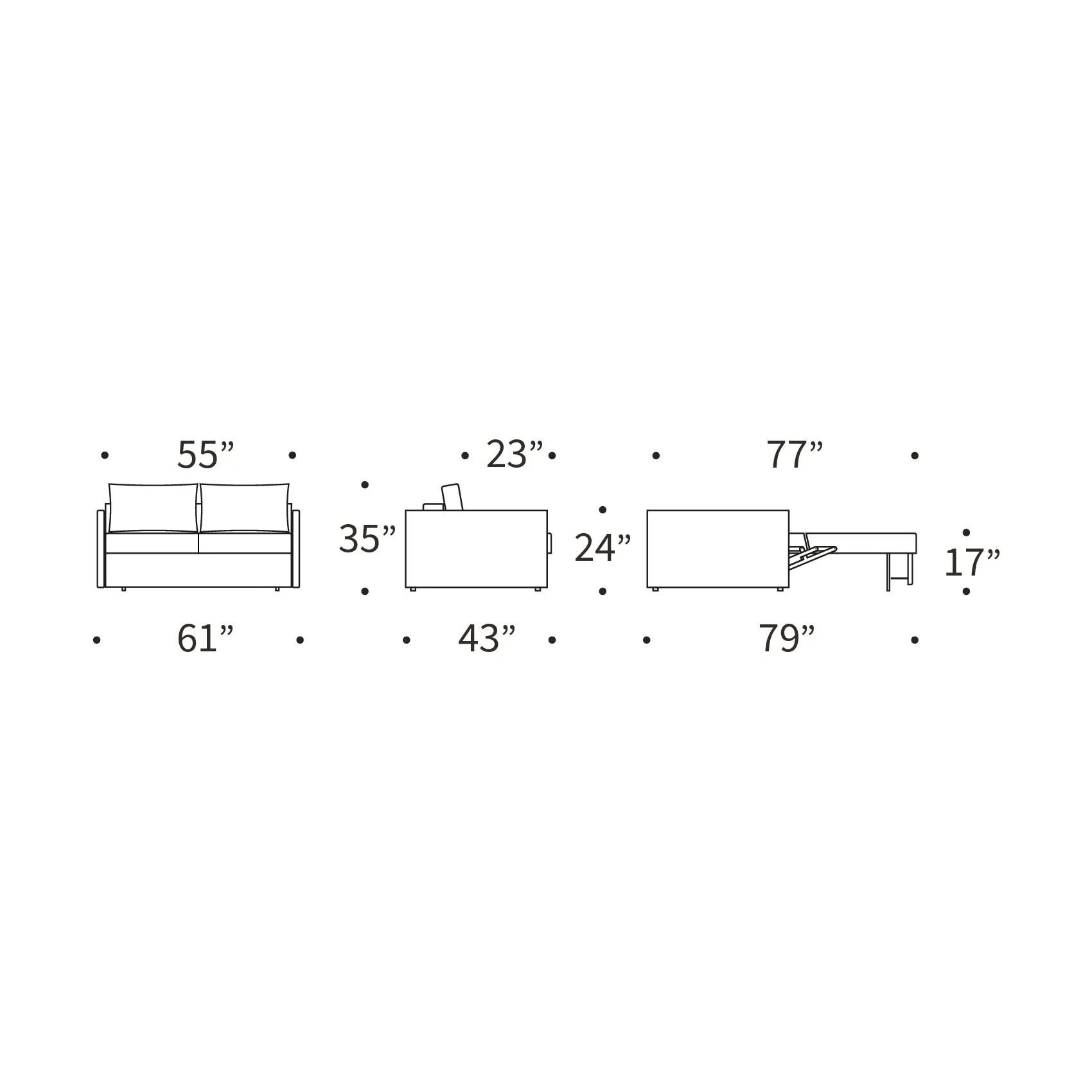 Neah Slim Arms Sofa Bed