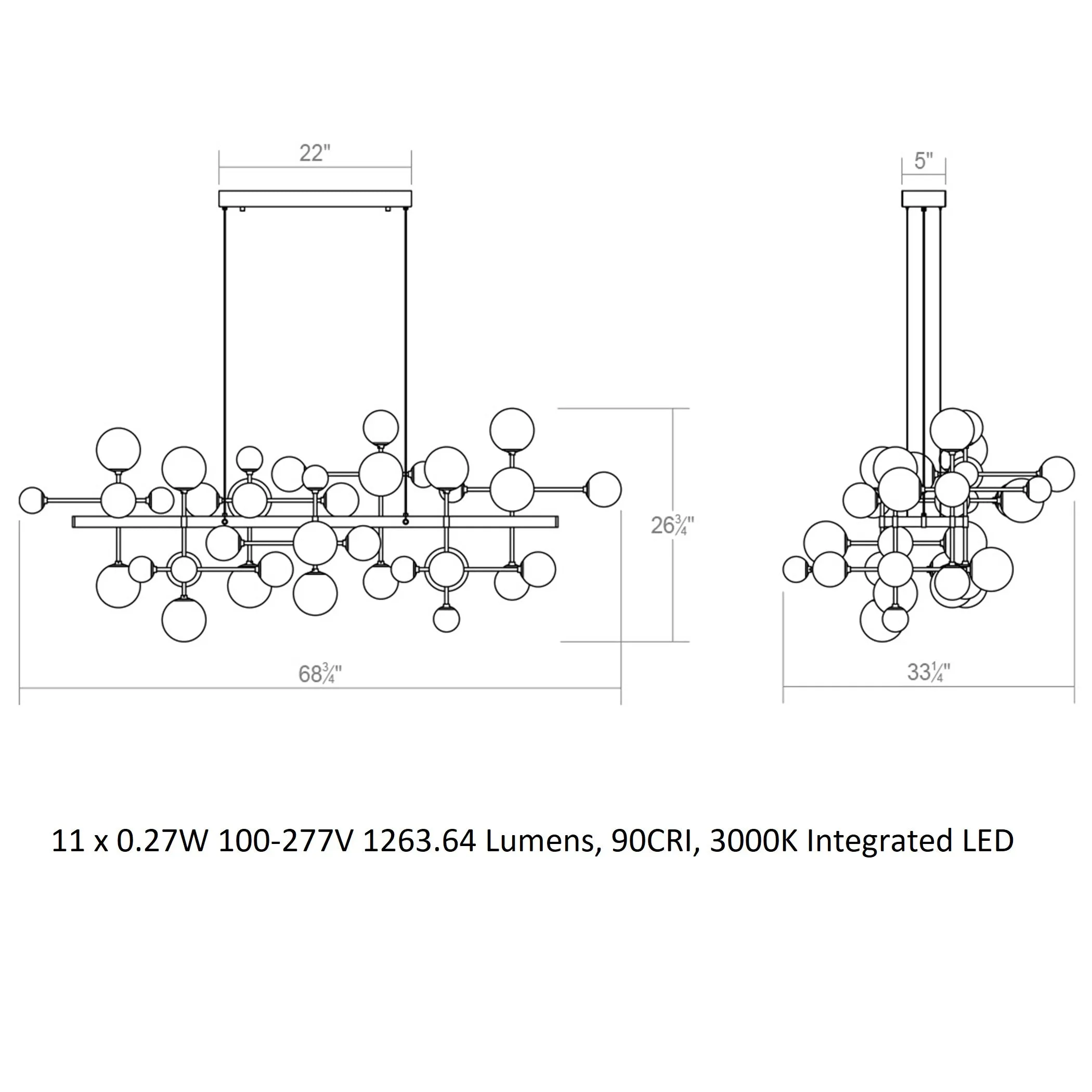 Nebula LED Bar Chandelier