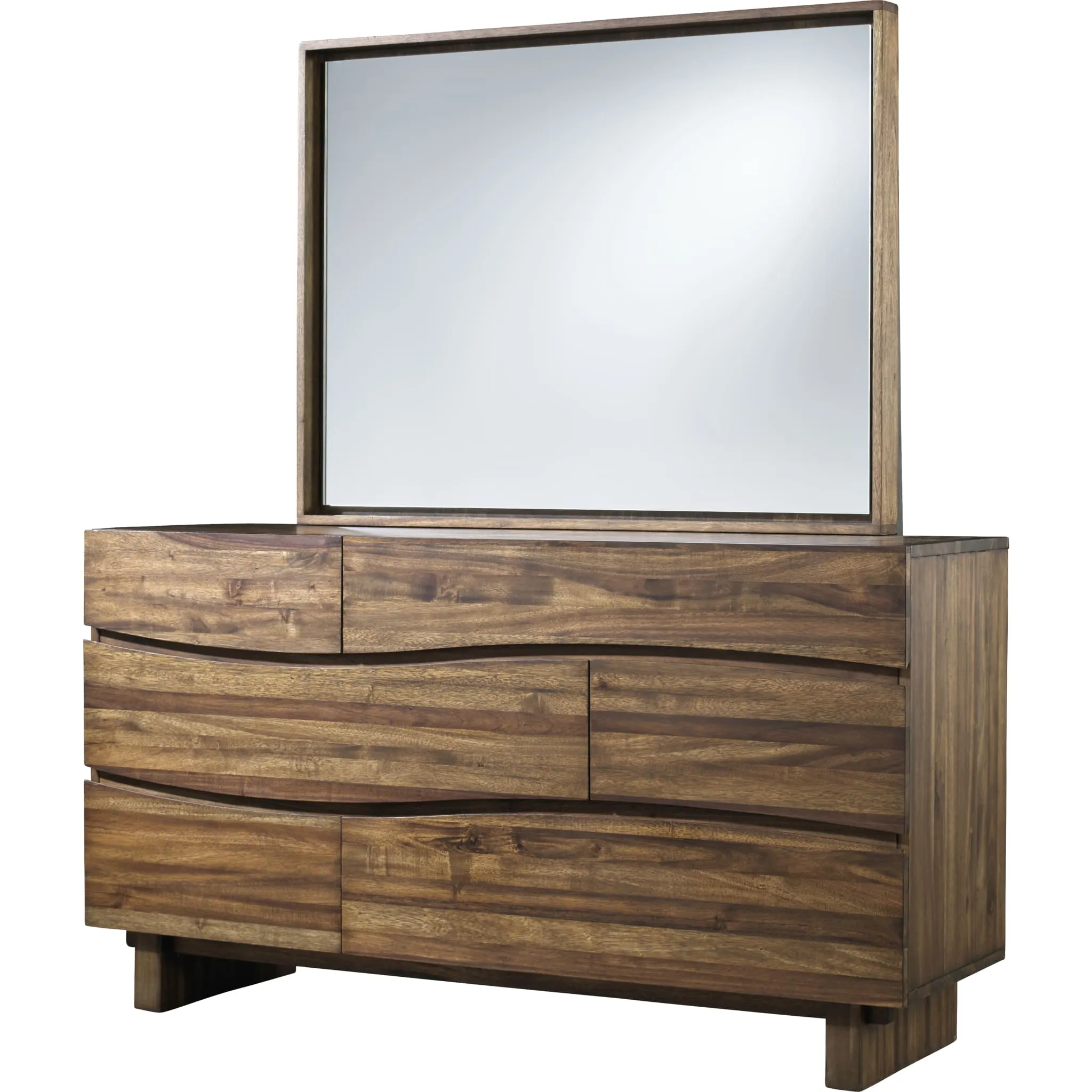 Ocean Six Drawer Solid Wood Dresser in Natural Sengon (2024) Modus