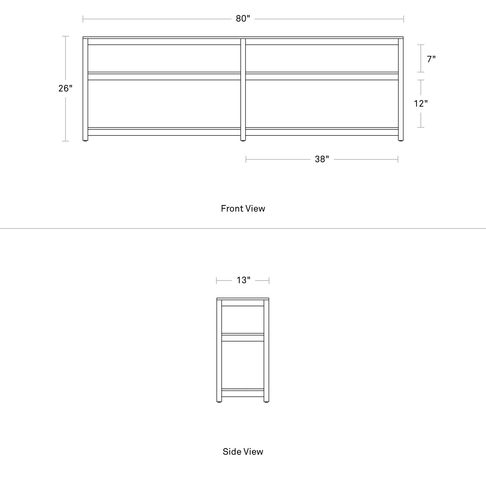 Open Plan Long and Low Bookcase