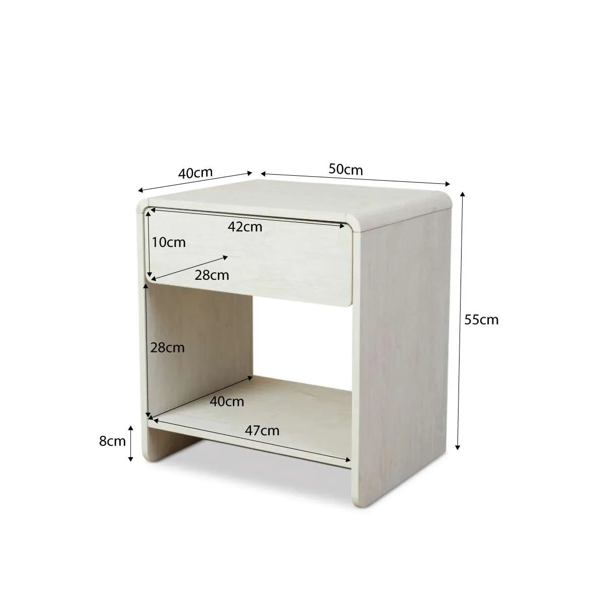 Owen Bedside Table - Cream Mocka
