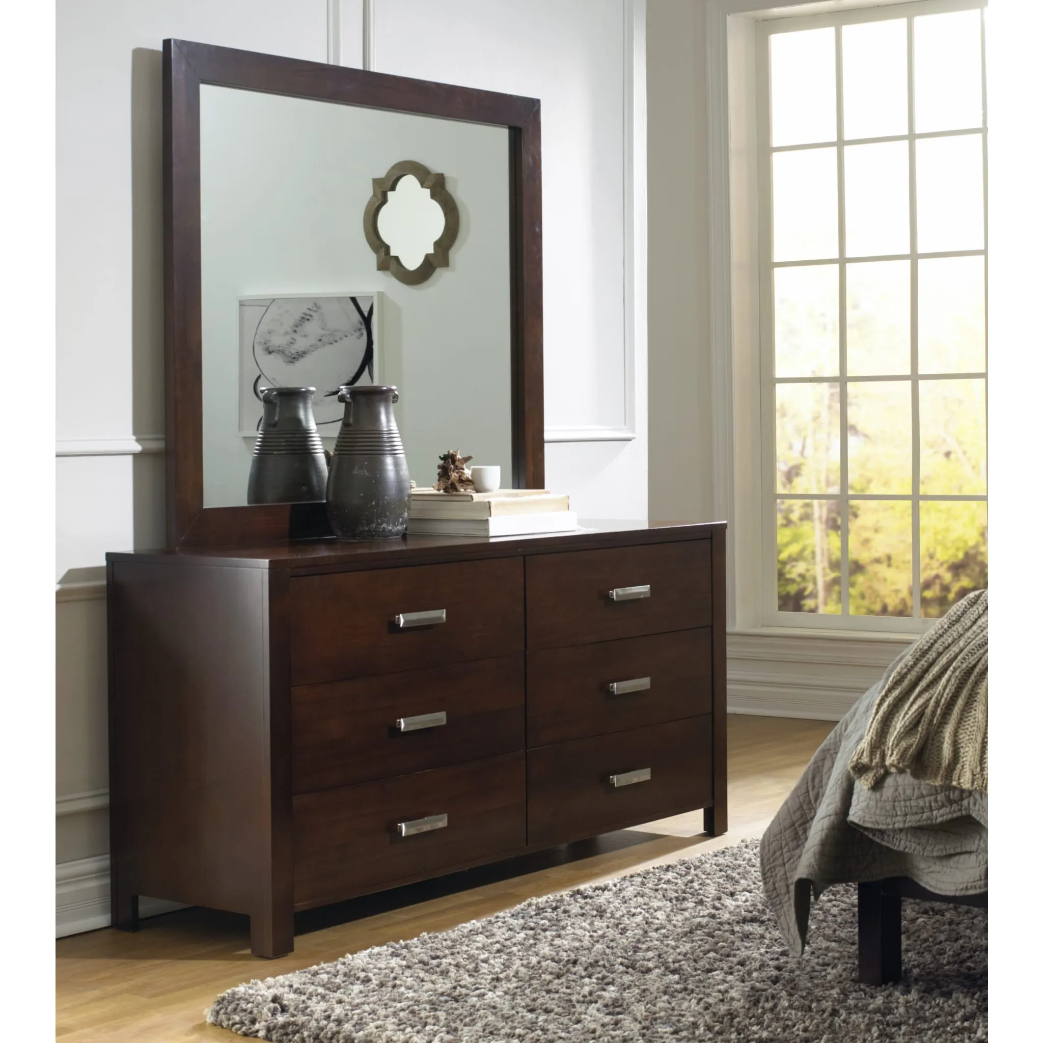 Riva Six Drawer Dresser in Chocolate Brown (2024) Modus