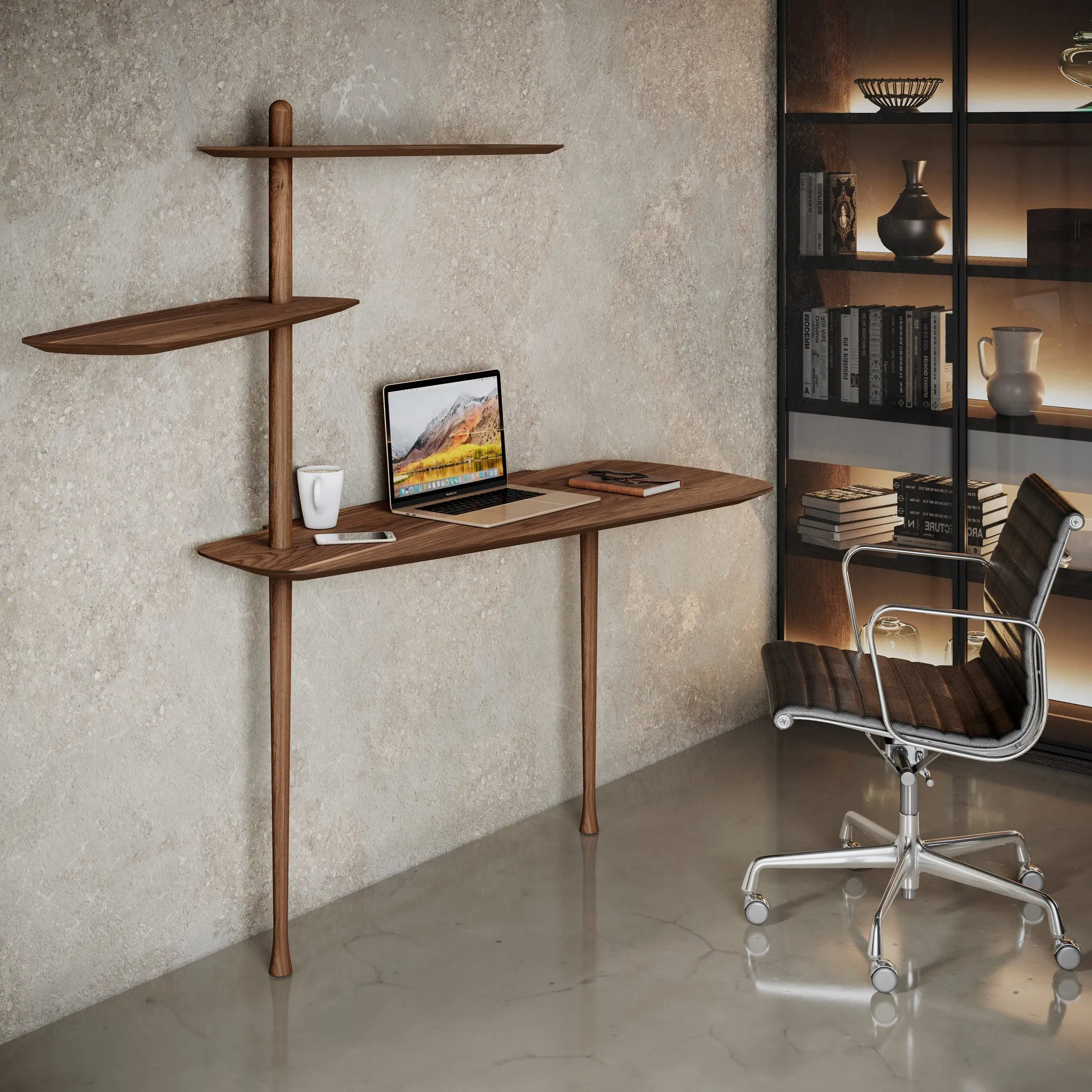 Unica Escritorio Desk in Natural Walnut Veneered