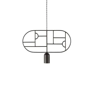 Wooden Dots Horizontal Oval Pendant Light