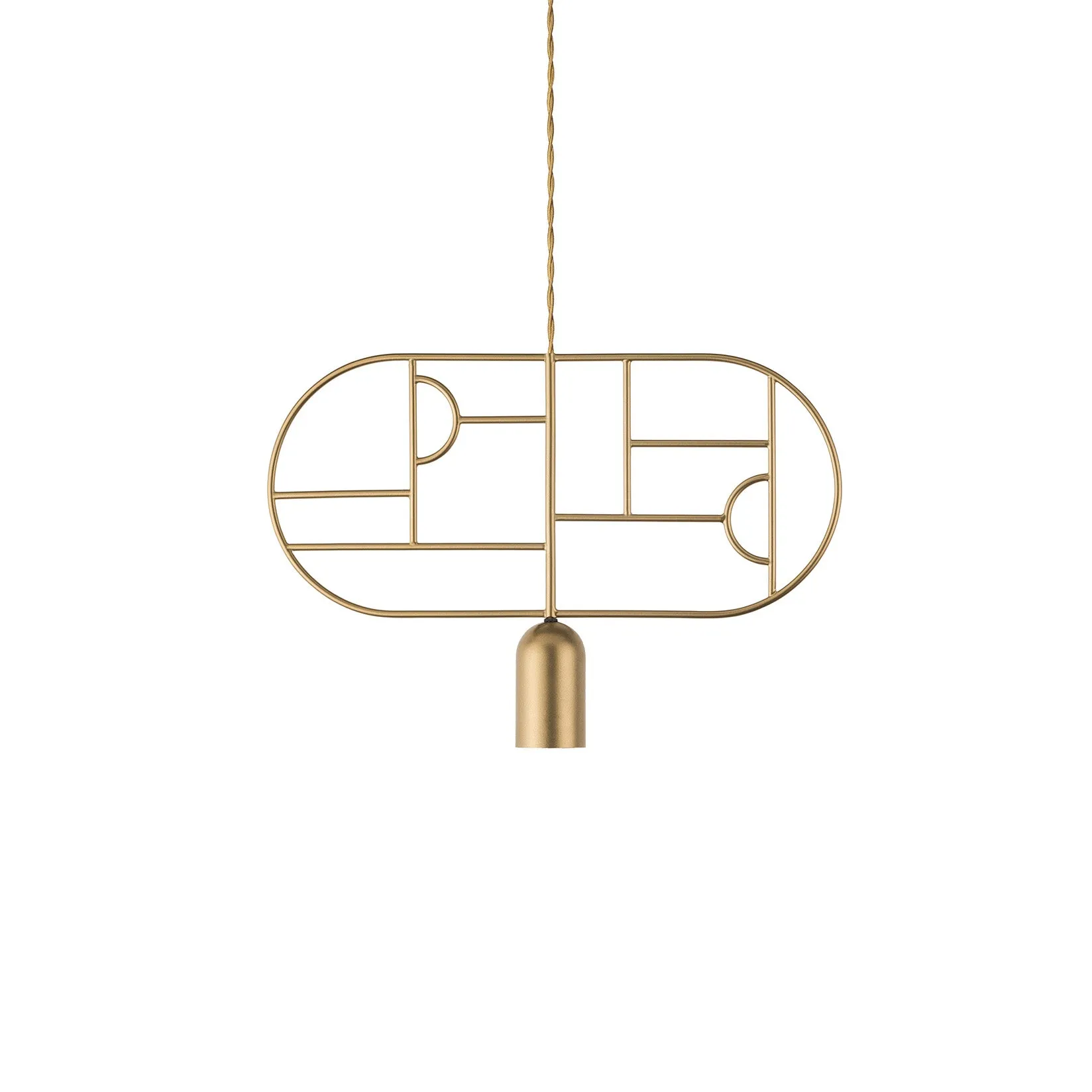 Wooden Dots Horizontal Oval Pendant Light