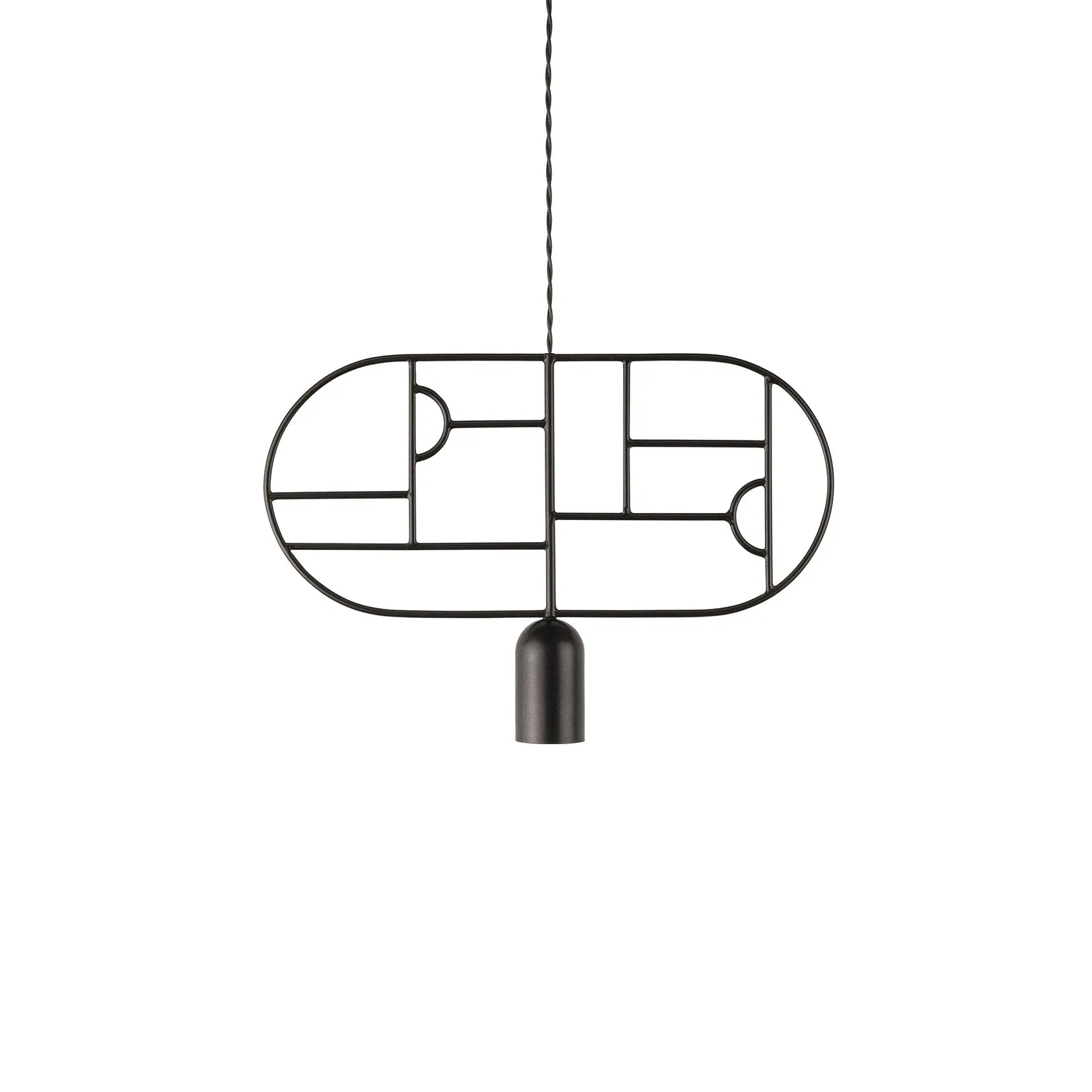 Wooden Dots Horizontal Oval Pendant Light